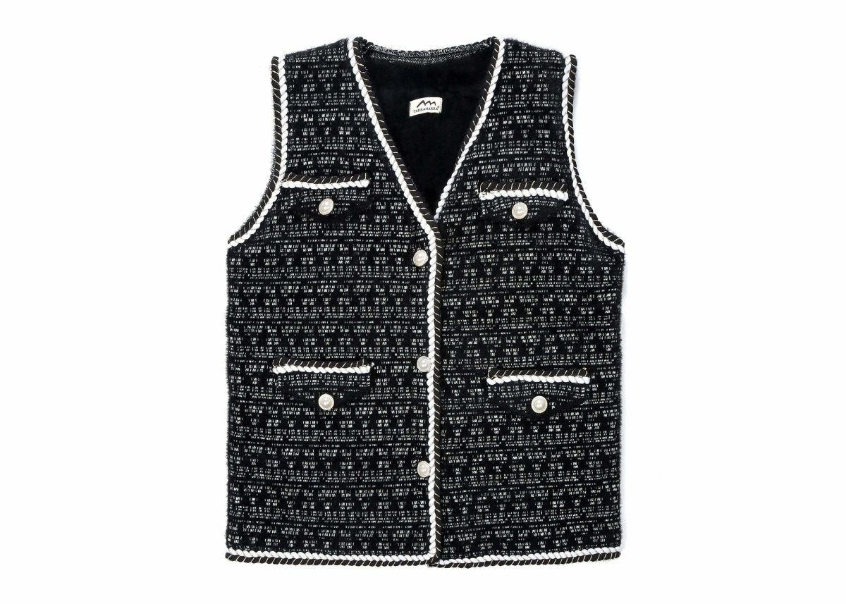 TARRAMARRA® Women Tweed Vest Pearl Twist Knitted Vest - Apparel - Black - FREE - Uggoutlet