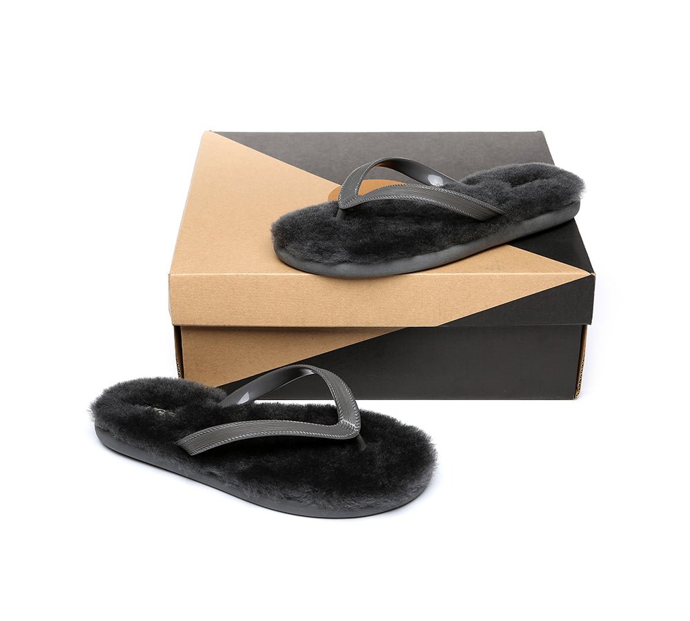 UGG Australian Shepherd® Fluffy Thong Sigma - Sandals - Grey - AU Ladies 5/6 / AU Men 3/4 / EU 36/37 - Uggoutlet