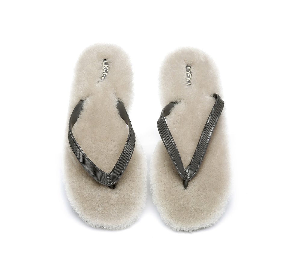 UGG Australian Shepherd® Fluffy Thong Sigma - Sandals - Grey - AU Ladies 5/6 / AU Men 3/4 / EU 36/37 - Uggoutlet