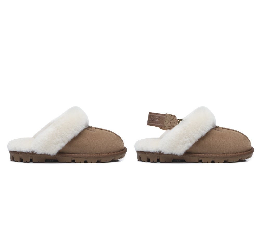 UGG AUSTRALIAN SHEPHERD Sheepskin Wool Removable Strap Slingback Slippers Suzie - UGG Slippers - Chestnut - Uggoutlet