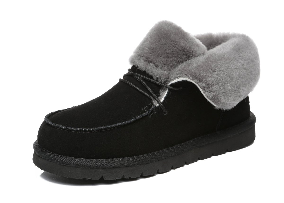 UGG Australian Shepherd® Women Mini Alaina Casual Ankle Boots With Wool Collar - UGG Boots - Black - AU Ladies 4 / AU Men 2 / EU 35 - Uggoutlet