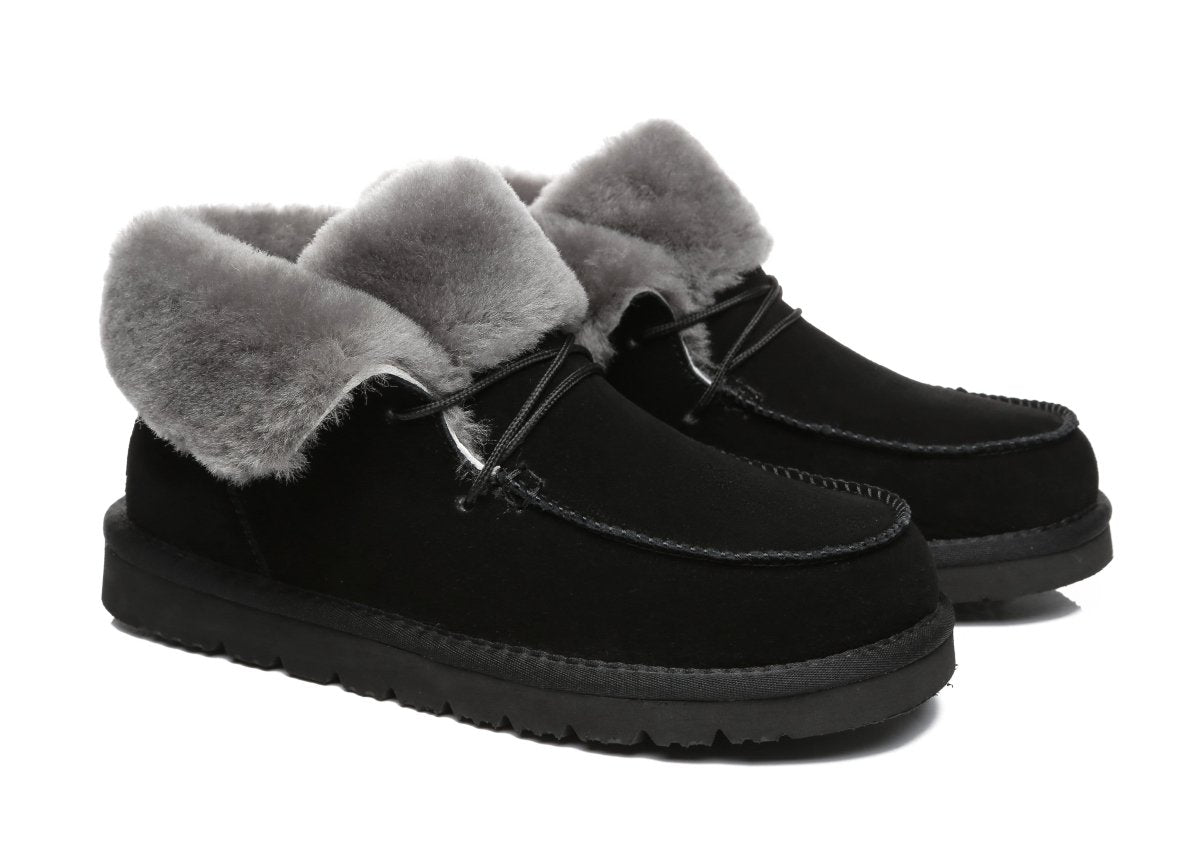 UGG Australian Shepherd® Women Mini Alaina Casual Ankle Boots With Wool Collar - UGG Boots - Black - AU Ladies 4 / AU Men 2 / EU 35 - Uggoutlet