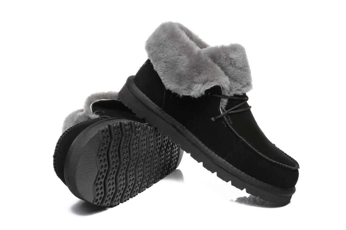 UGG Australian Shepherd® Women Mini Alaina Casual Ankle Boots With Wool Collar - UGG Boots - Black - AU Ladies 4 / AU Men 2 / EU 35 - Uggoutlet