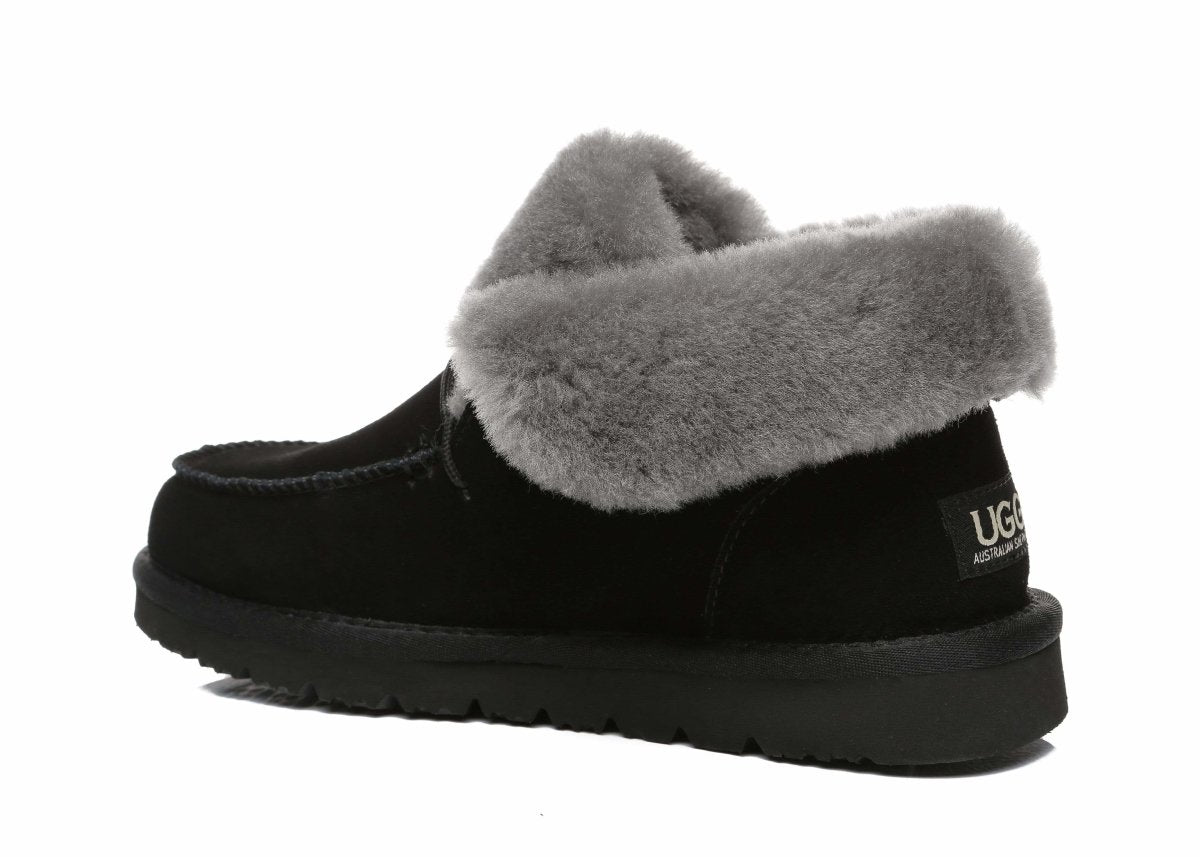 UGG Australian Shepherd® Women Mini Alaina Casual Ankle Boots With Wool Collar - UGG Boots - Black - AU Ladies 4 / AU Men 2 / EU 35 - Uggoutlet