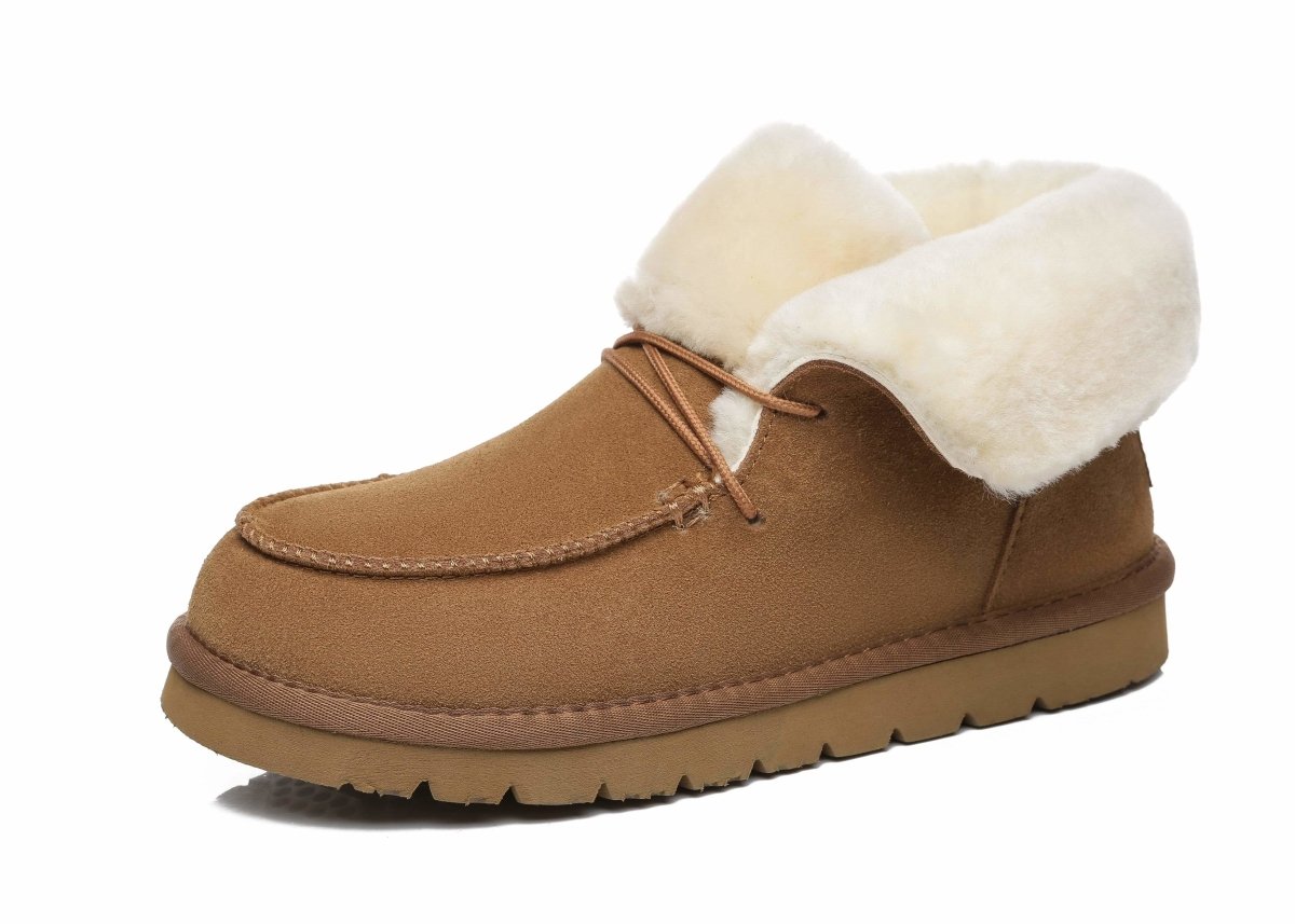 UGG Australian Shepherd® Women Mini Alaina Casual Ankle Boots With Wool Collar - UGG Boots - Chestnut - AU Ladies 4 / AU Men 2 / EU 35 - Uggoutlet