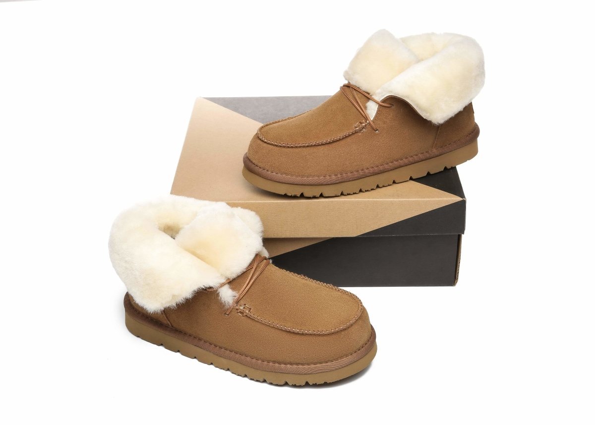 UGG Australian Shepherd® Women Mini Alaina Casual Ankle Boots With Wool Collar - UGG Boots - Chestnut - AU Ladies 4 / AU Men 2 / EU 35 - Uggoutlet