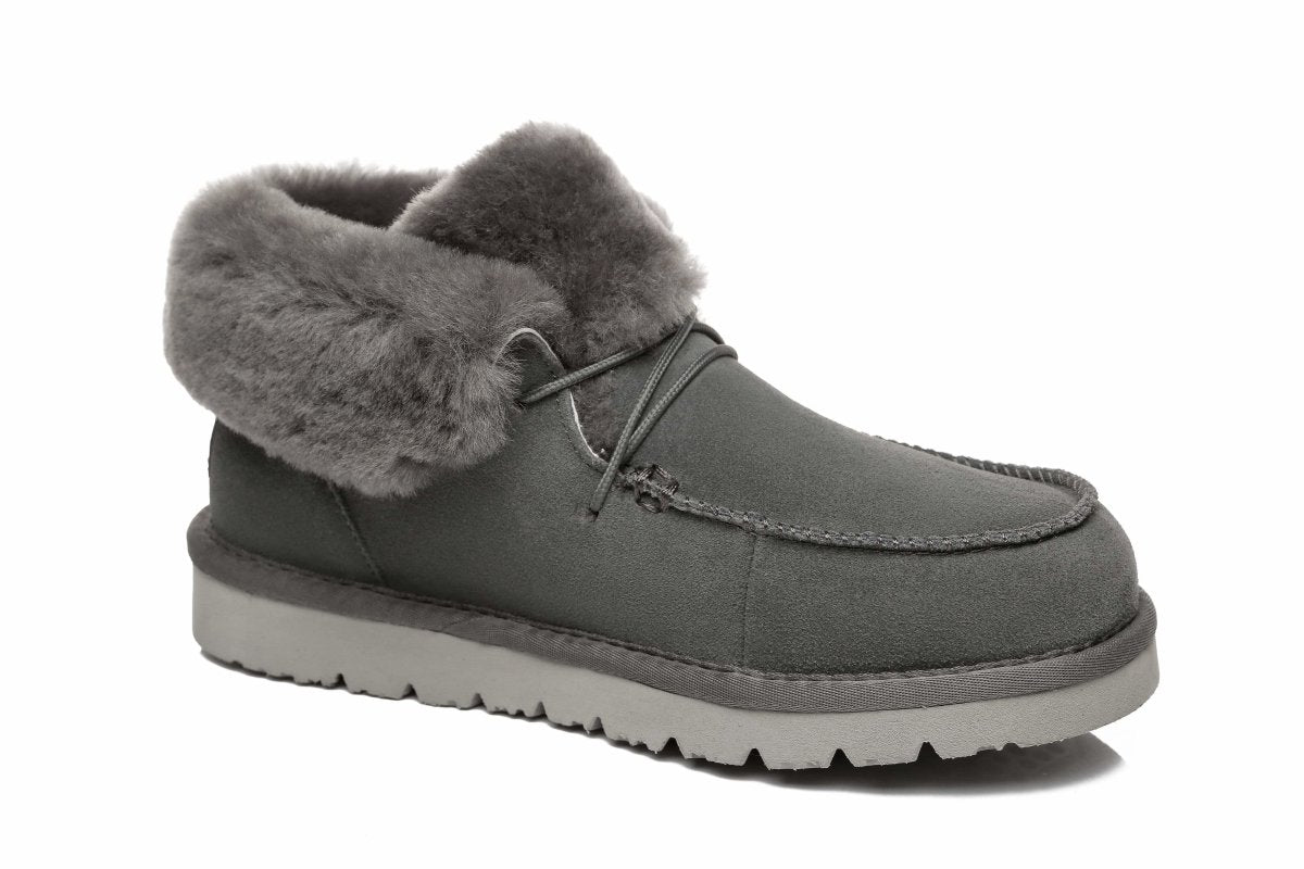 UGG Australian Shepherd® Women Mini Alaina Casual Ankle Boots With Wool Collar - UGG Boots - Grey - AU Ladies 4 / AU Men 2 / EU 35 - Uggoutlet