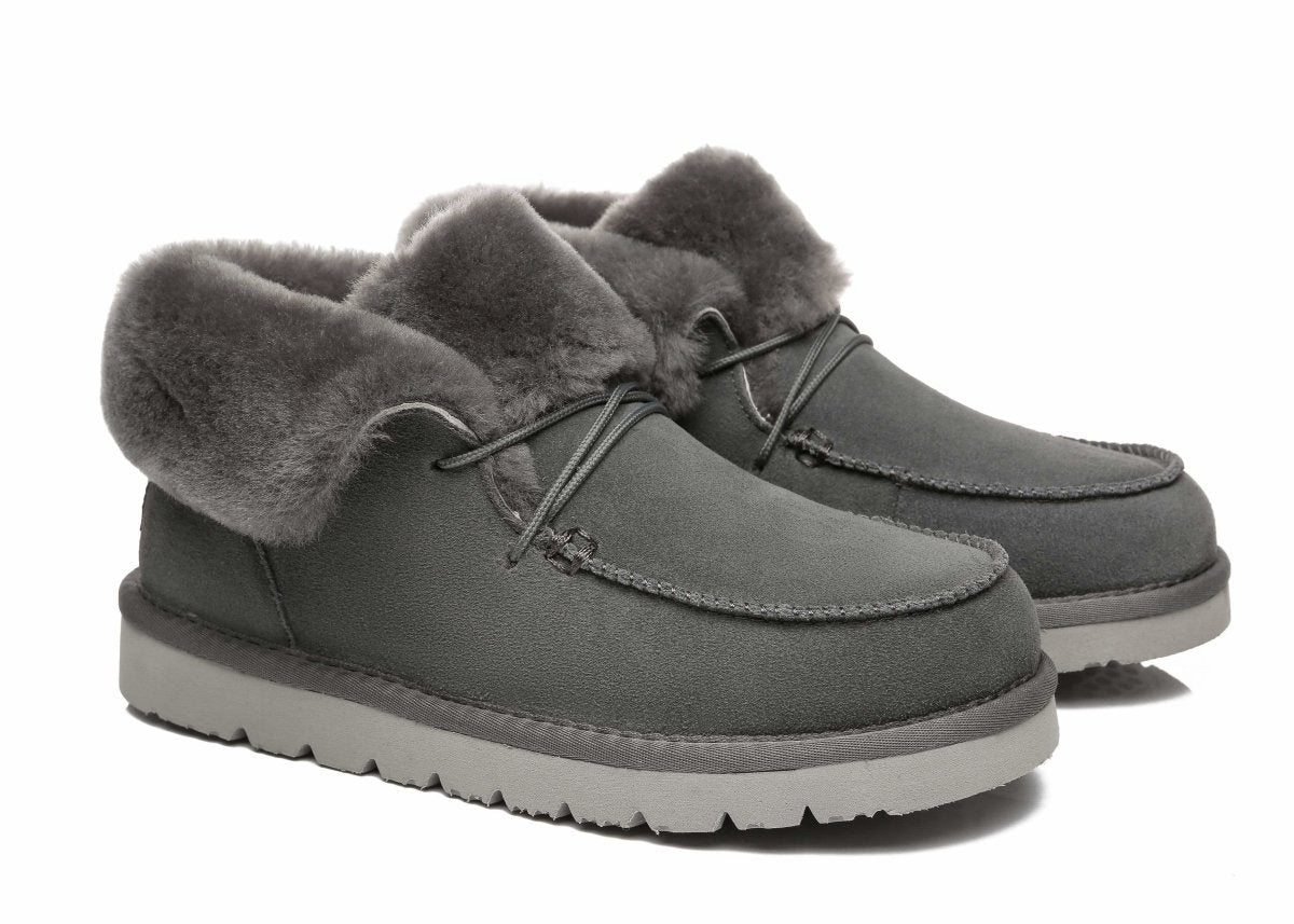 UGG Australian Shepherd® Women Mini Alaina Casual Ankle Boots With Wool Collar - UGG Boots - Grey - AU Ladies 4 / AU Men 2 / EU 35 - Uggoutlet