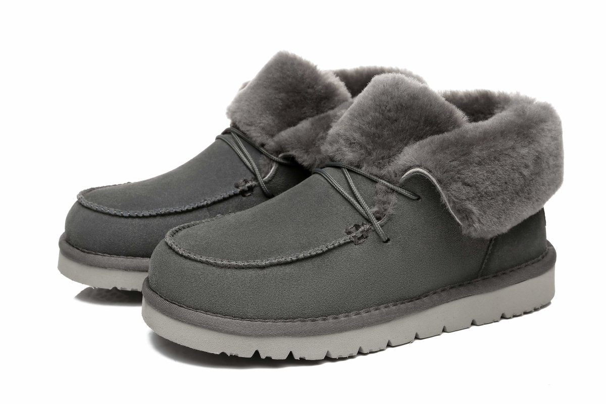UGG Australian Shepherd® Women Mini Alaina Casual Ankle Boots With Wool Collar - UGG Boots - Grey - AU Ladies 4 / AU Men 2 / EU 35 - Uggoutlet