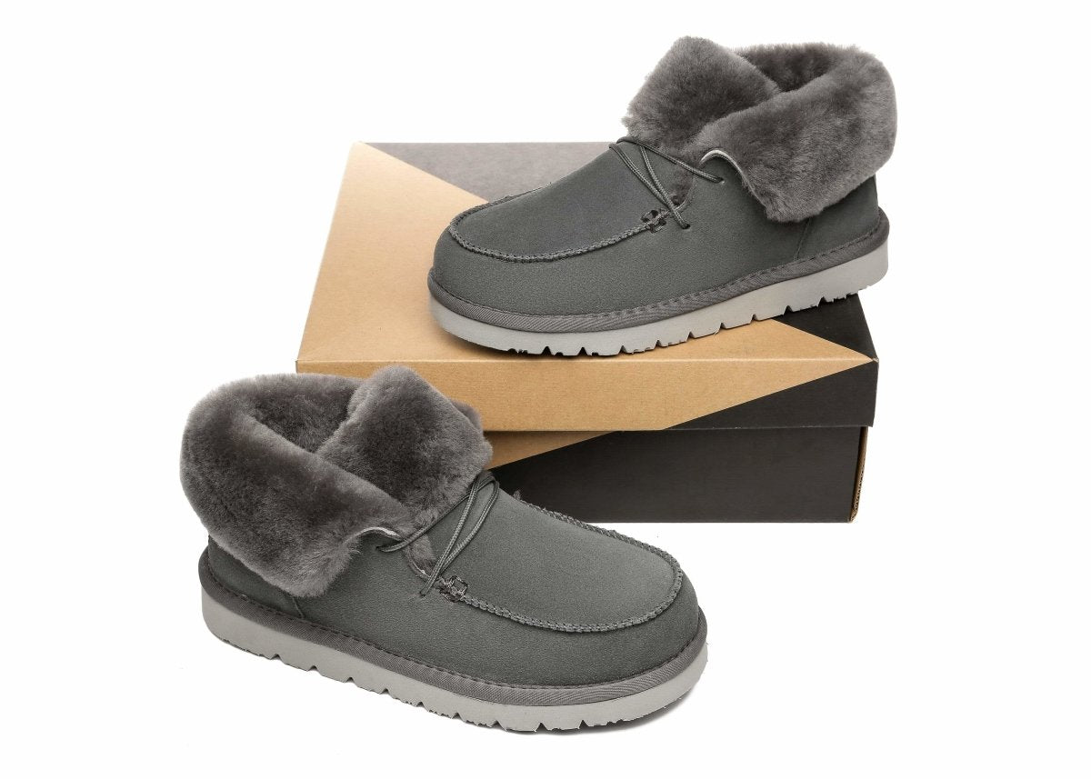 UGG Australian Shepherd® Women Mini Alaina Casual Ankle Boots With Wool Collar - UGG Boots - Grey - AU Ladies 4 / AU Men 2 / EU 35 - Uggoutlet