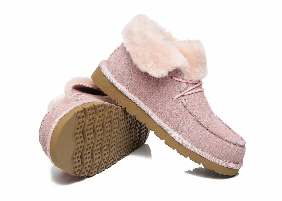 UGG Australian Shepherd® Women Mini Alaina Casual Ankle Boots With Wool Collar - UGG Boots - Pink - AU Ladies 4 / AU Men 2 / EU 35 - Uggoutlet