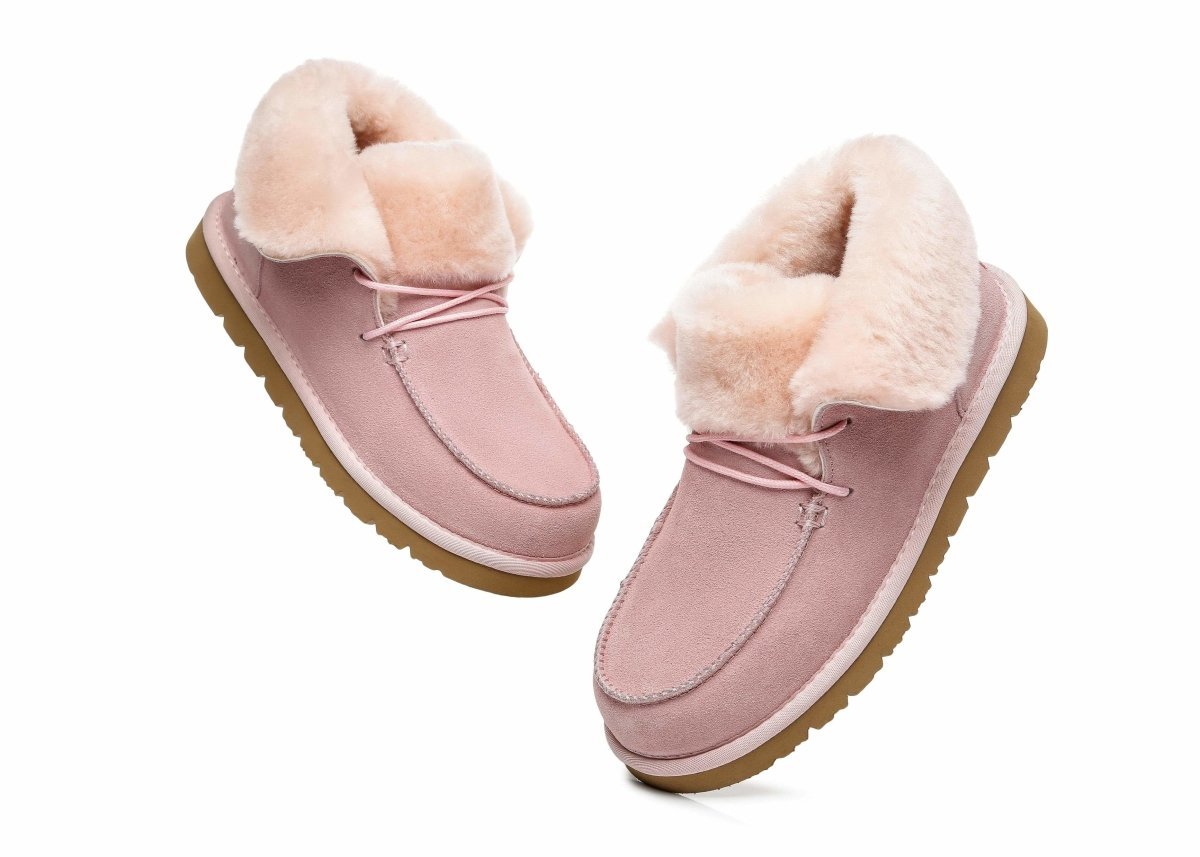 UGG Australian Shepherd® Women Mini Alaina Casual Ankle Boots With Wool Collar - UGG Boots - Pink - AU Ladies 4 / AU Men 2 / EU 35 - Uggoutlet