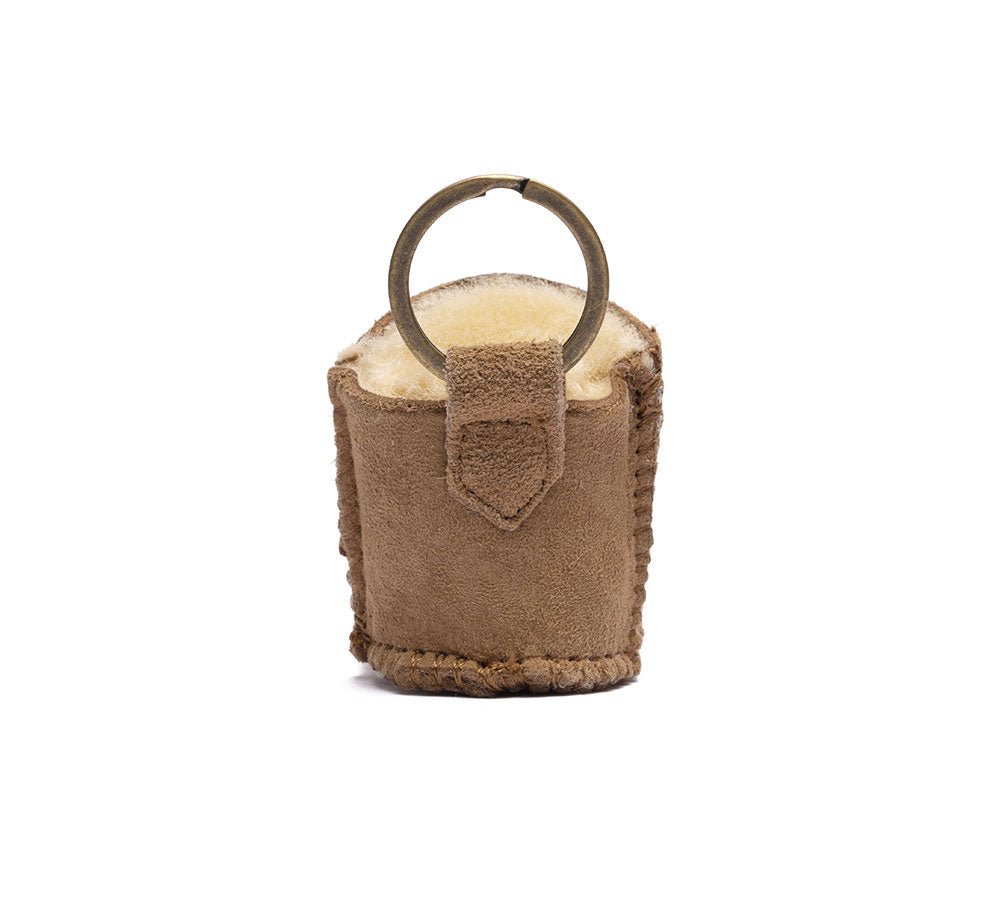 UGG Boot Sheepskin Wool Bootie Keyring - keyring - Chestnut - One Size - Uggoutlet