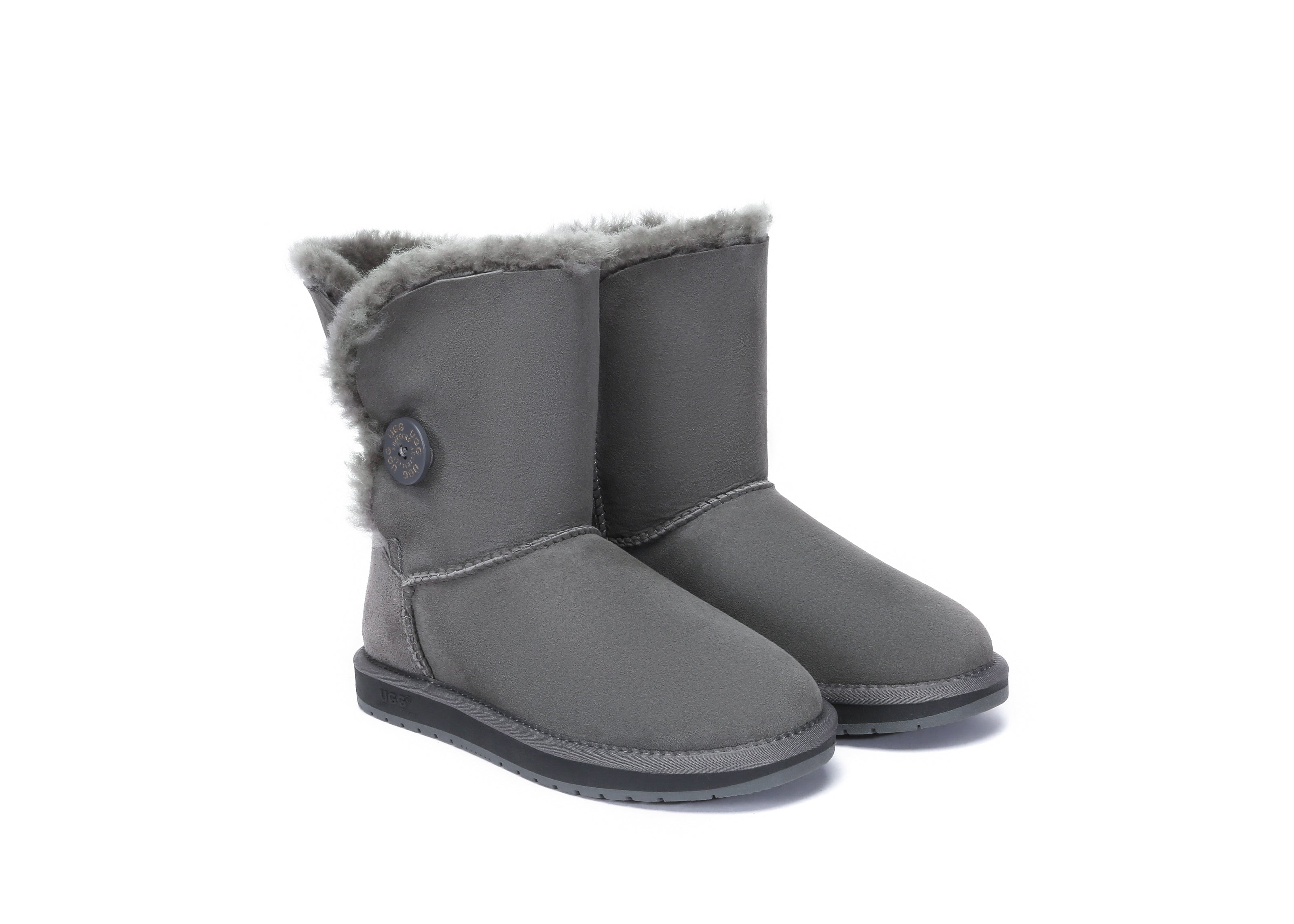 Australian Premium Double Face Sheepskin Short Button Water Resistant UGG Boots Uggoutlet