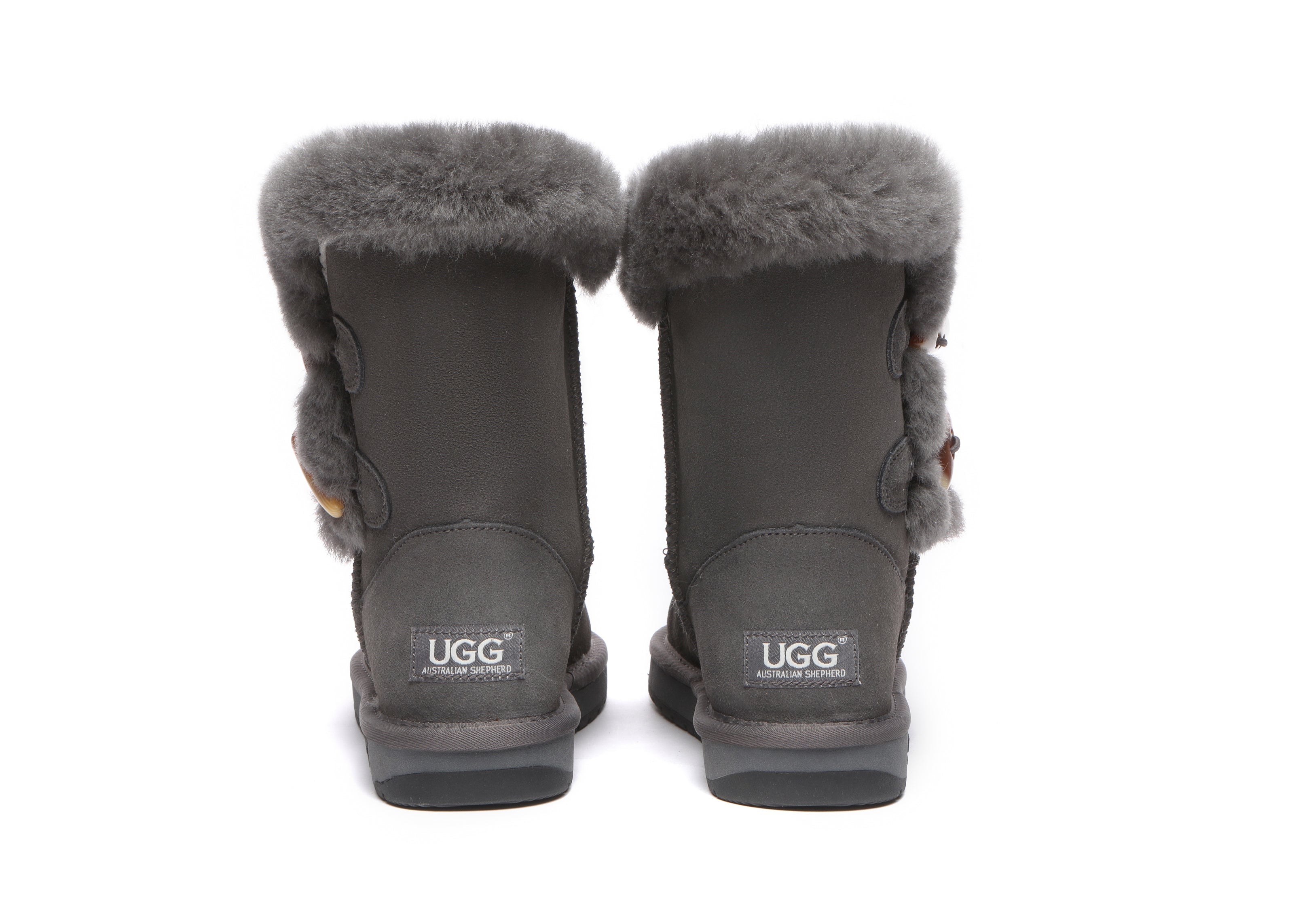 Women Short Boots Talia Twin Face Sheepskin Double Horn Toggle