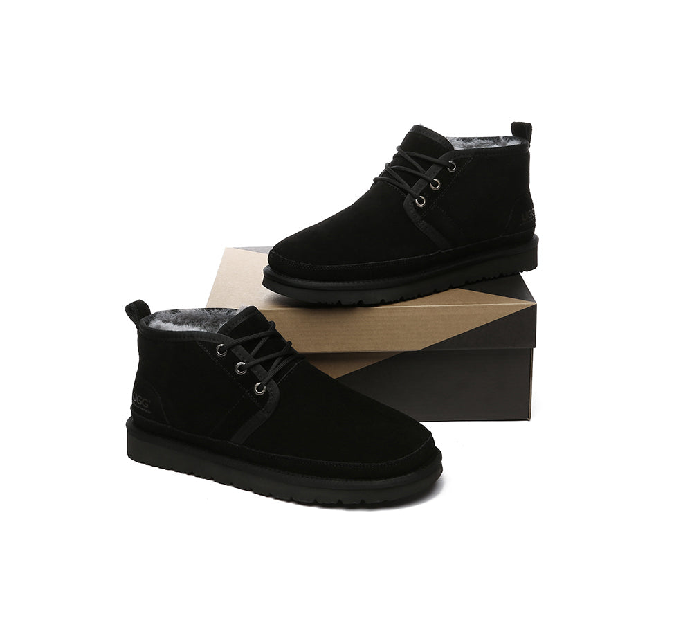 UGG Boots - Australian Shepherd® UGG Boots Men Sheepskin Wool Ankle Lace Up Casual Leonard