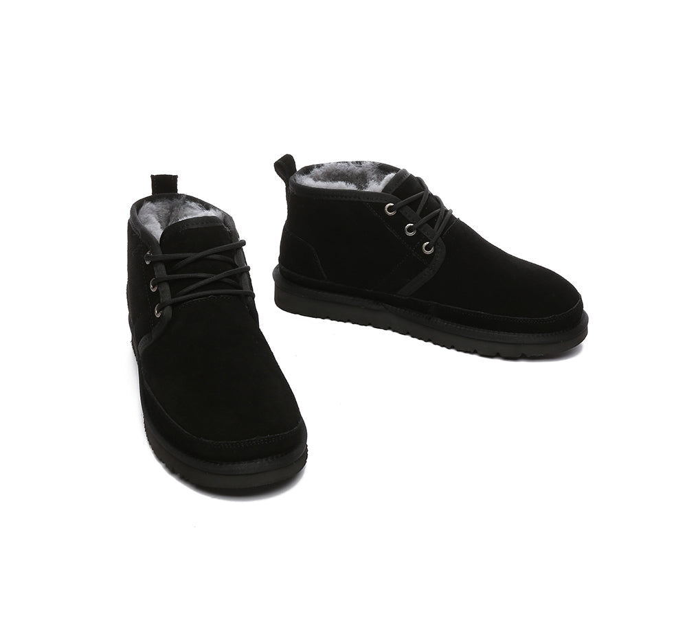 UGG Men Sheepskin Wool Lace Up Ankle Casual Boots Leonard Uggoutlet