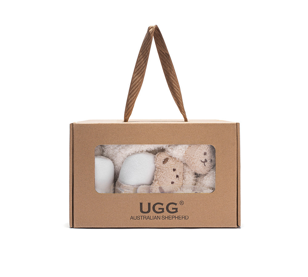 UGG Boots - Baby Booties Gift Set With Shearling Bear Beanie And Scarf