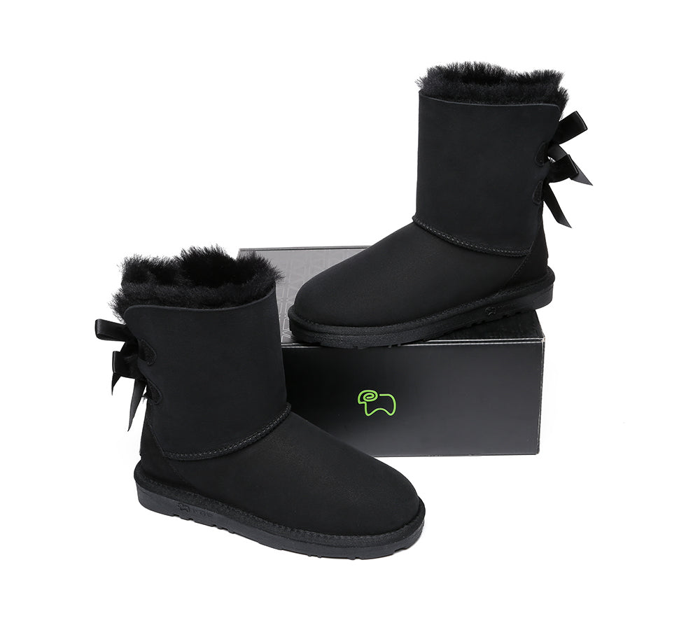 Women Boots Double Baily Short Back Bow Sheepskin Wool Uggoutlet