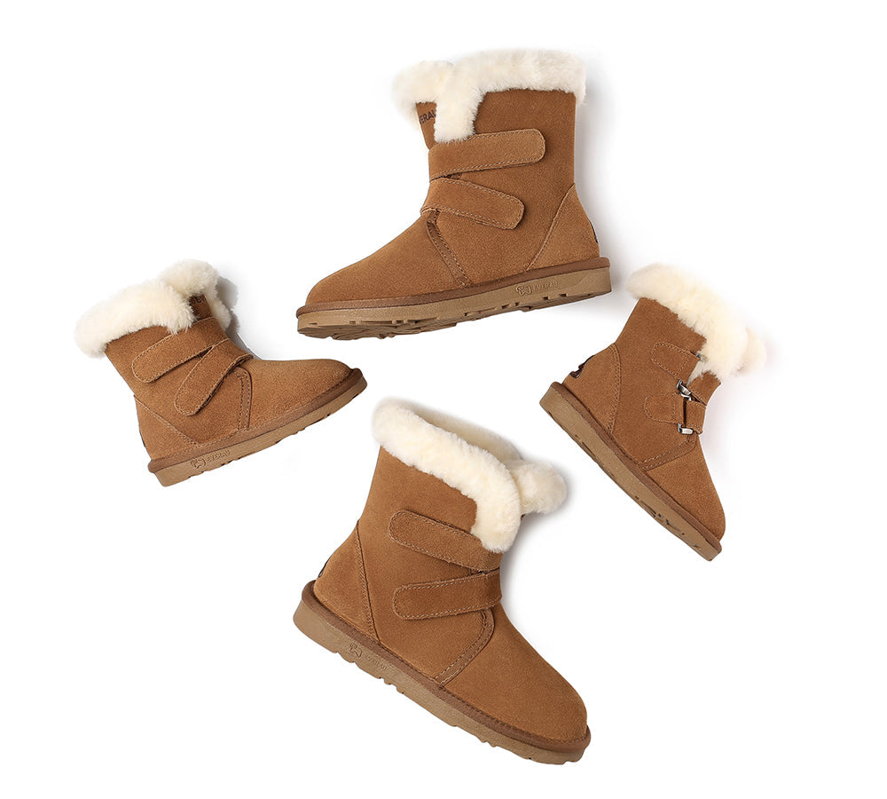UGG Boots - Double Hook And Loop Strap Sheepskin Boots Women Nordic