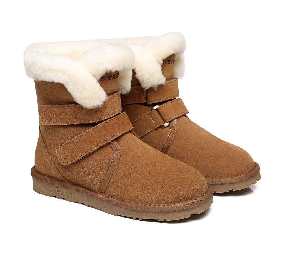 UGG Boots - Double Hook And Loop Strap Sheepskin Boots Women Nordic