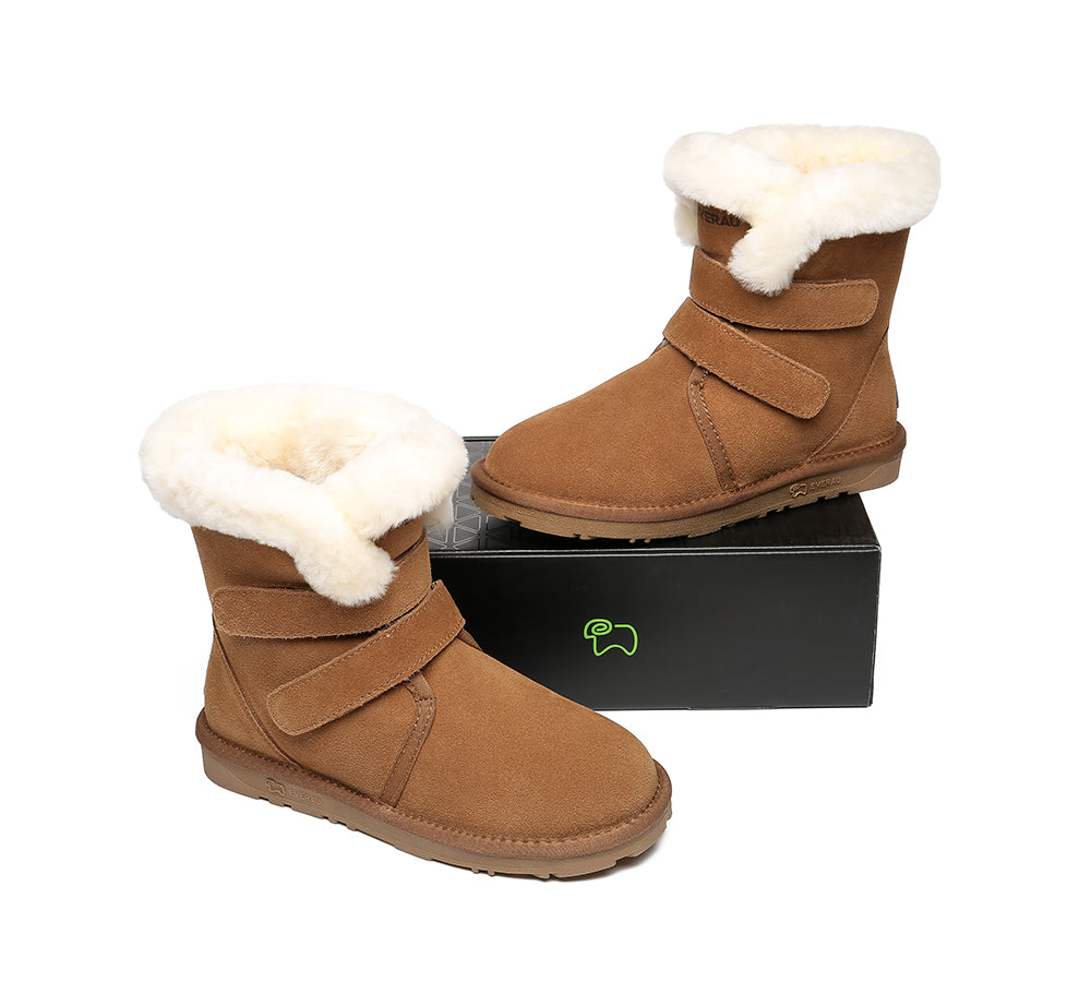 UGG Boots - Double Hook And Loop Strap Sheepskin Boots Women Nordic