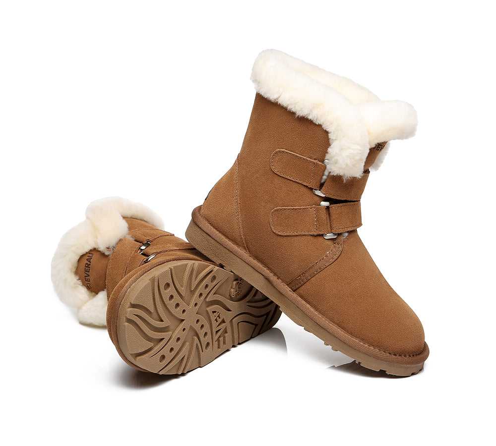 UGG Boots - Double Hook And Loop Strap Sheepskin Boots Women Nordic
