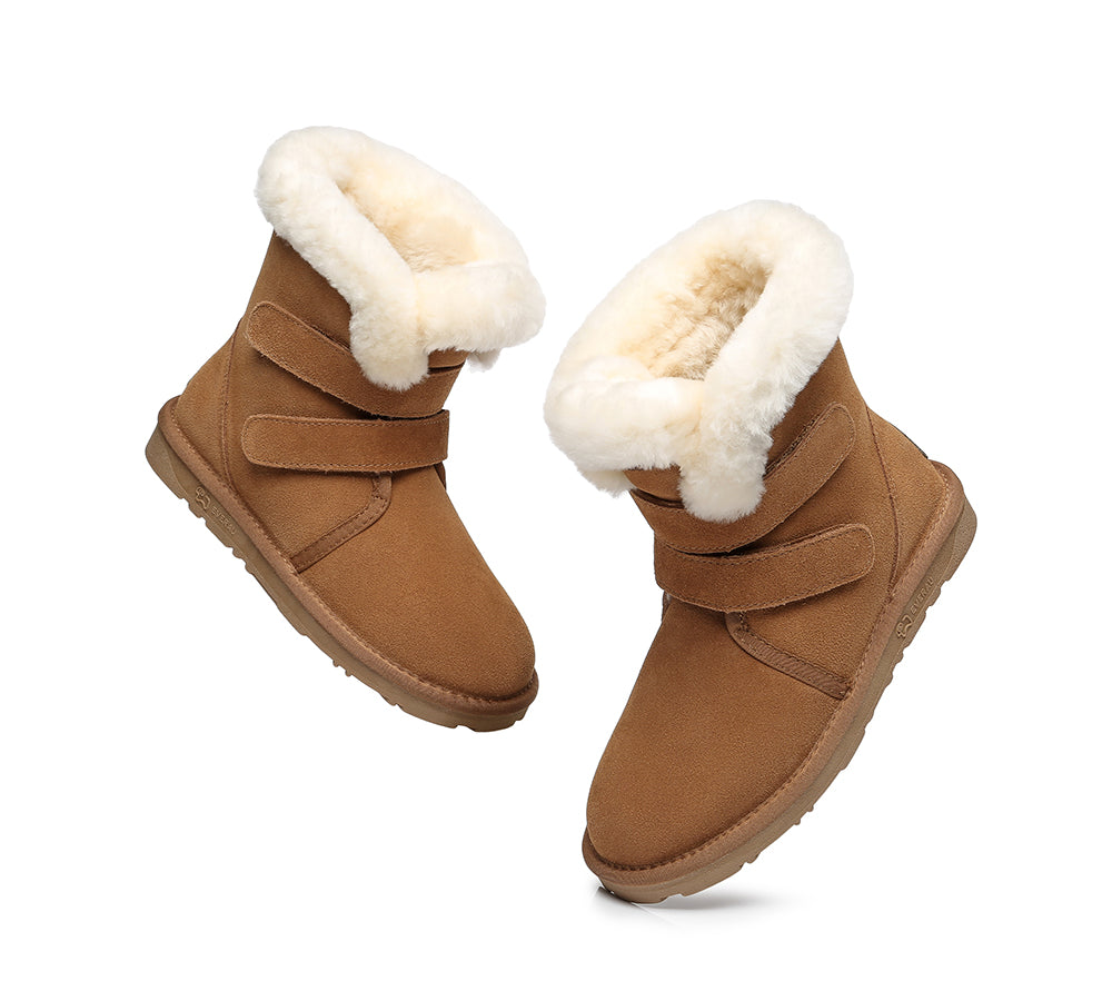 UGG Boots - Double Hook And Loop Strap Sheepskin Boots Women Nordic