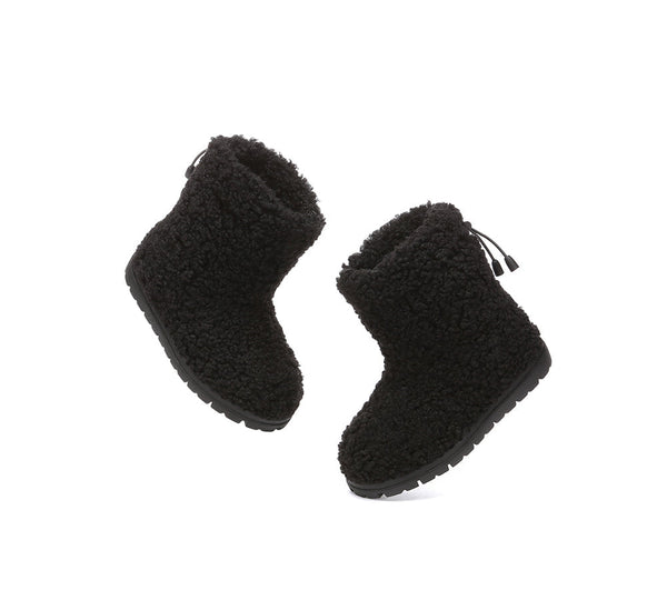 UGG Boots - EVERAU® UGG Kids Sheepskin Wool Plush Adjustable Drawstring Boots Peggy
