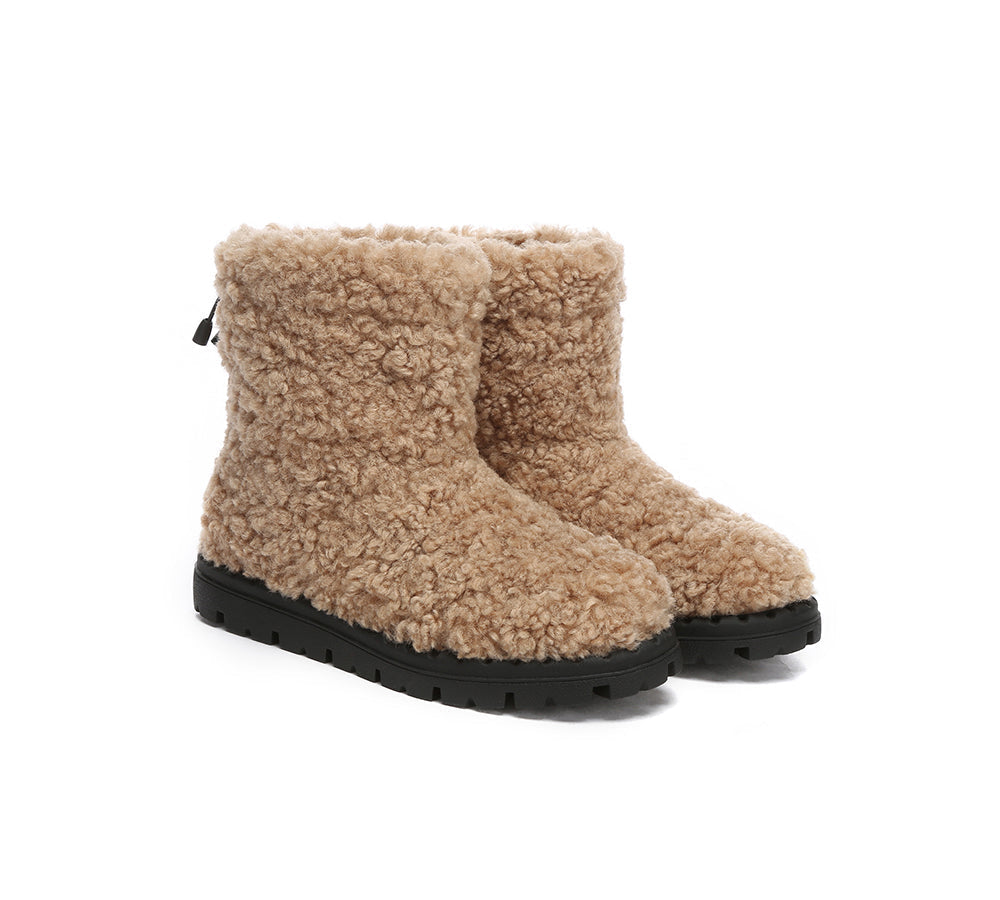 UGG Boots - EVERAU® UGG Sheepskin Wool Plush Adjustable Drawstring Boots Peggy