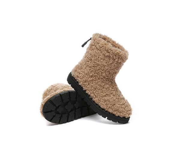 UGG Boots - EVERAU® UGG Sheepskin Wool Plush Adjustable Drawstring Boots Peggy