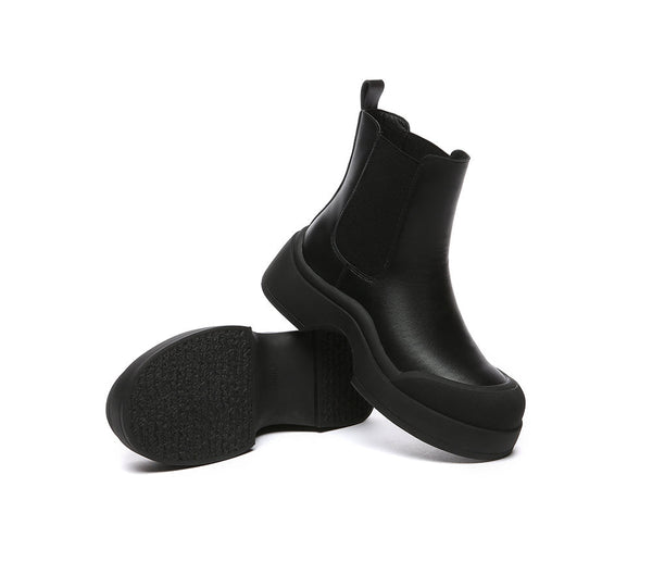 UGG Boots - EVERAU® Women Leather Ankle Chunky Fashion Boots Mindy