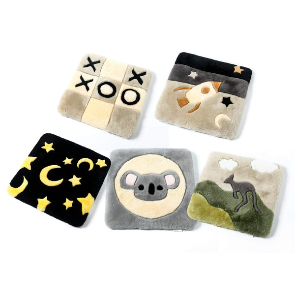 UGG Boots - Kids Koala/Star Moon/Rocket/Chessboard/Kangaroo Graphic Pattern Wool Cushion