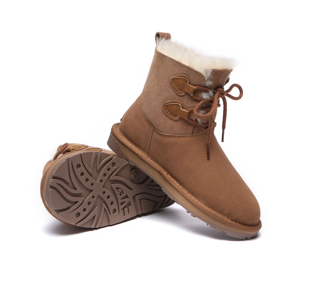 UGG Boots - Lace-up Sheepskin Boots Women Short Stark