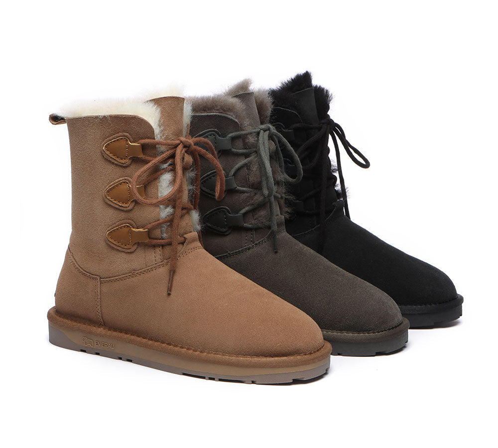 Lace-Up Sheepskin Boots Women Tall Stark – Uggoutlet
