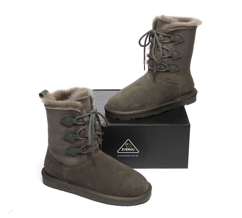 Lace Up Sheepskin Boots Women Tall Stark Uggoutlet