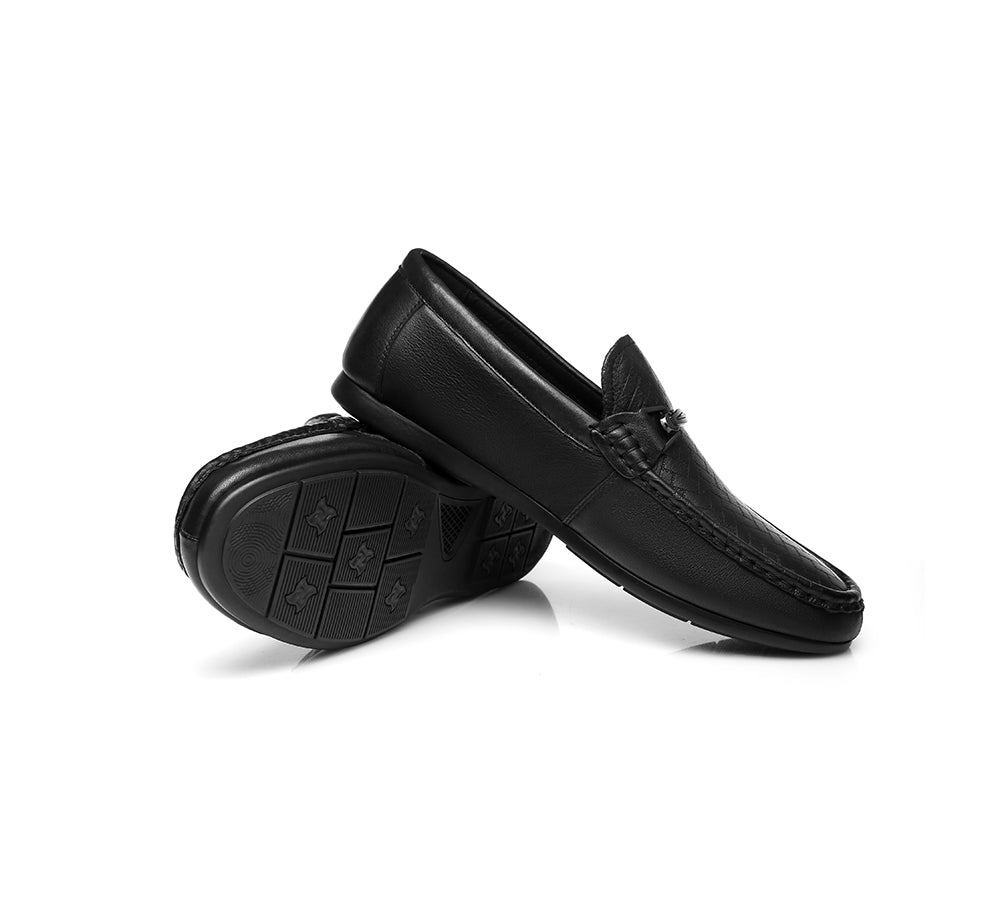 UGG Boots - Nixon Men Leather Casual Flat Moccasin Black