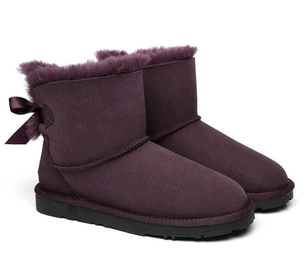 UGG Boots - Sheepskin Mini Back Single Bow Women Boots