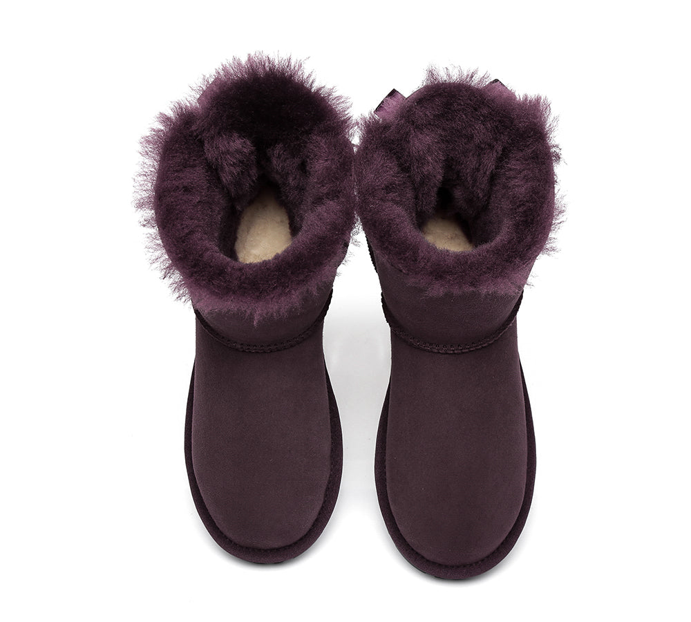 UGG Boots - Sheepskin Mini Back Single Bow Women Boots