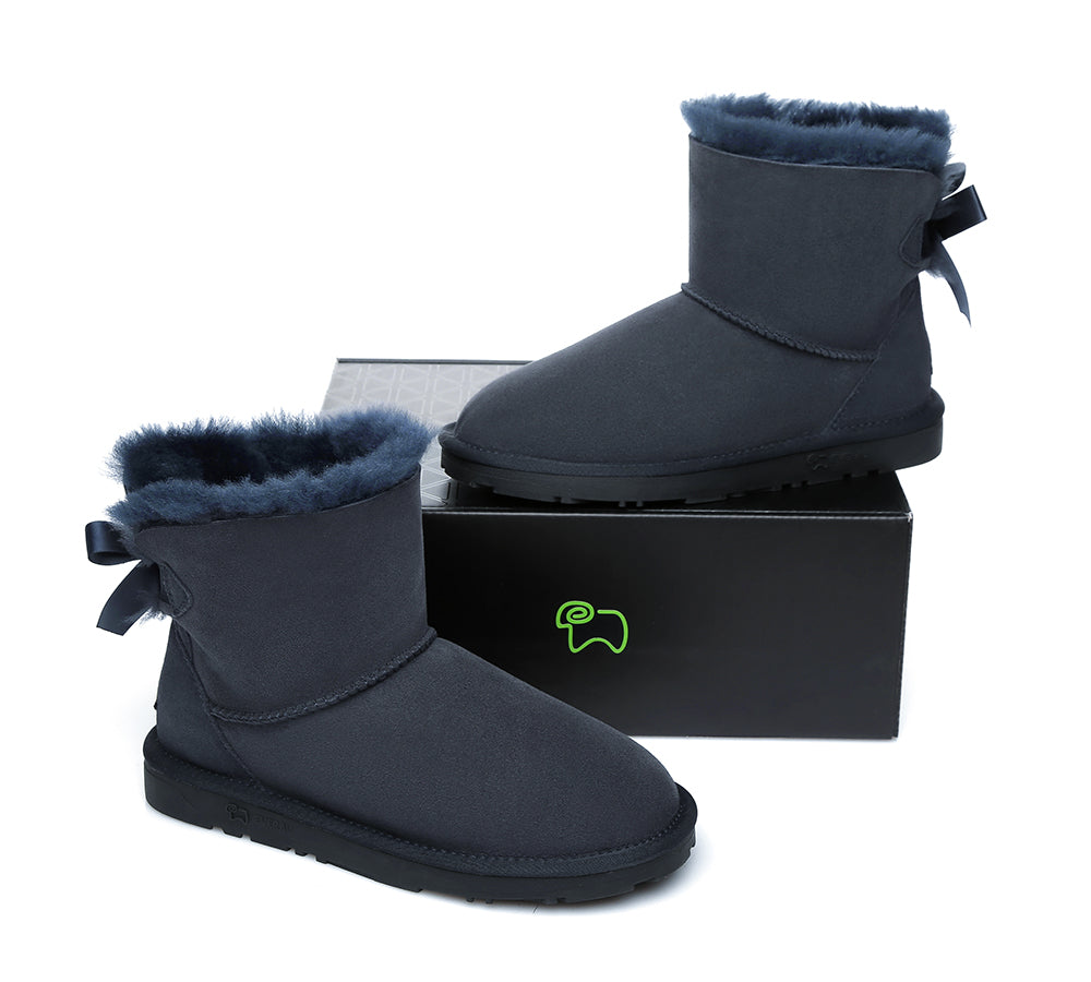UGG Boots Women Sheepskin Wool Mini Back Single Bow Classic Boots Uggoutlet