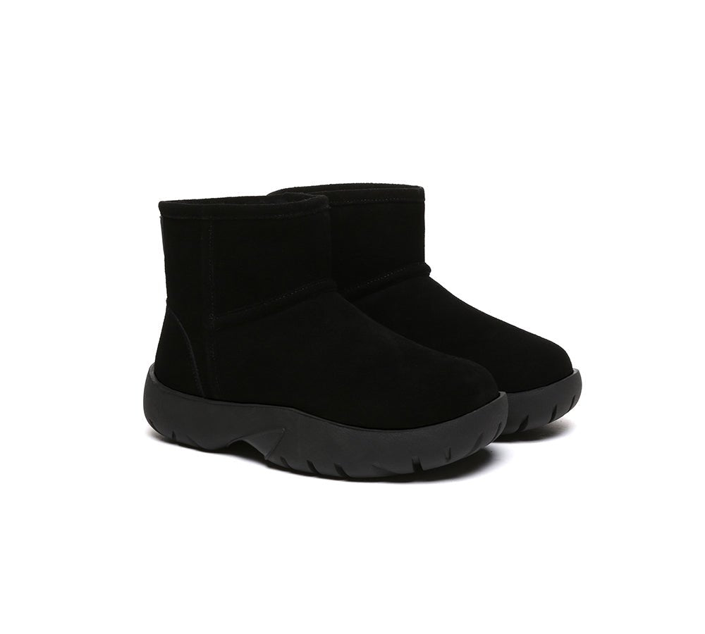UGG Boots Sheepskin Wool Ankle Chunky Mini Classic Salma - UGG Boots - Black - AU Ladies 4 / AU Men 2 / EU 35 - Uggoutlet