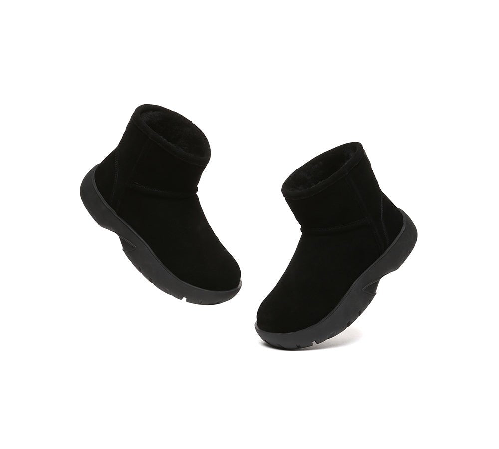 UGG Boots Sheepskin Wool Ankle Chunky Mini Classic Salma - UGG Boots - Black - AU Ladies 4 / AU Men 2 / EU 35 - Uggoutlet