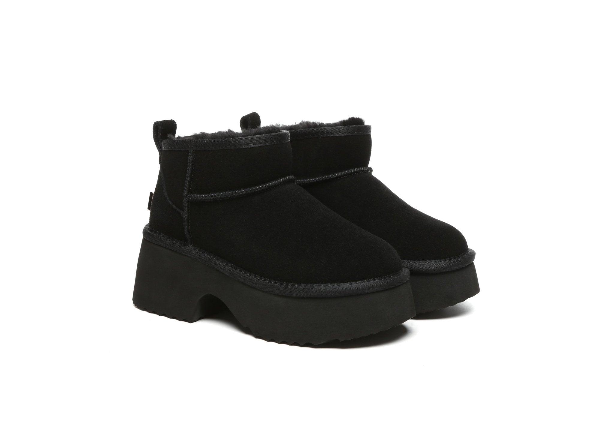 UGG Boots Sheepskin Wool Ankle Chunky Platform Ariel - UGG Boots - Black - AU Ladies 4 / AU Men 2 / EU 35 - Uggoutlet