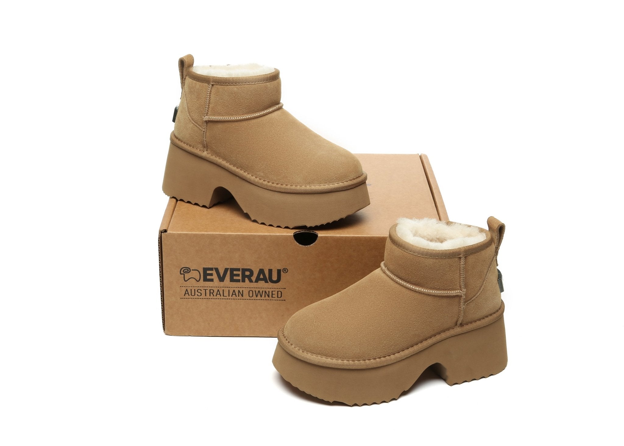 UGG Boots Sheepskin Wool Ankle Chunky Platform Ariel - UGG Boots - Chestnut - AU Ladies 4 / AU Men 2 / EU 35 - Uggoutlet