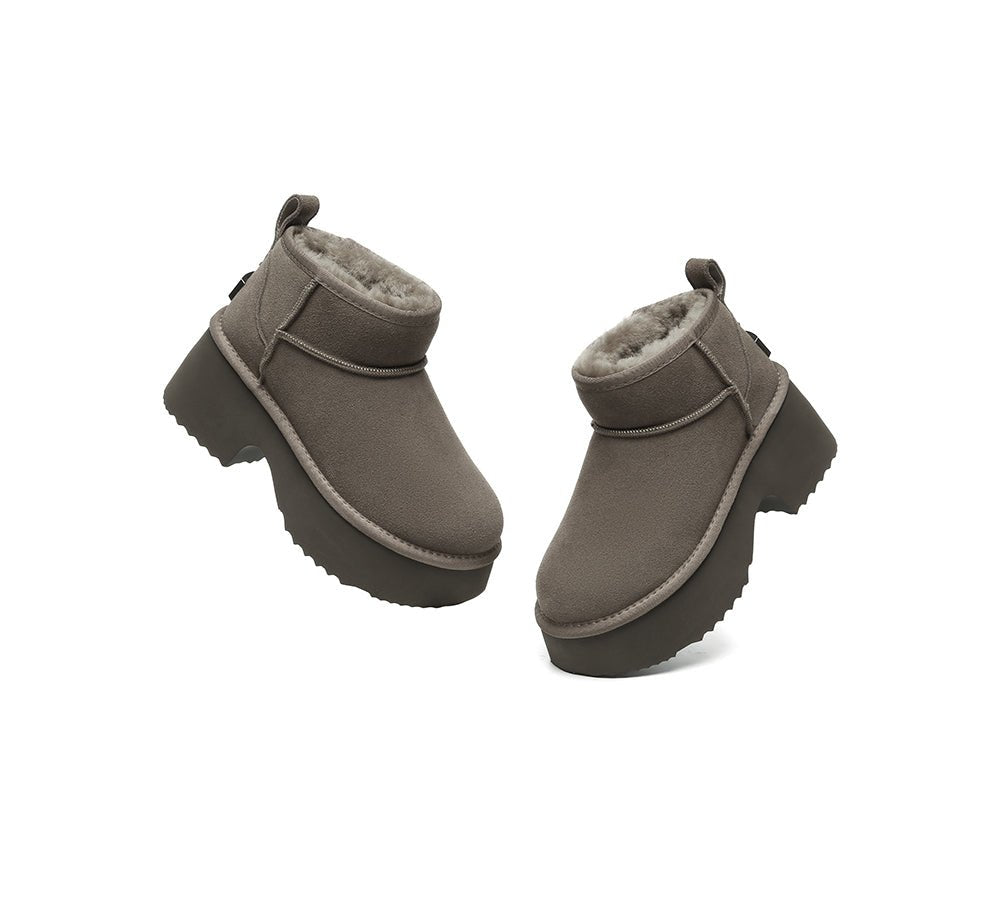 UGG Boots Sheepskin Wool Ankle Chunky Platform Ariel - UGG Boots - Walnut - AU Ladies 4 / AU Men 2 / EU 35 - Uggoutlet
