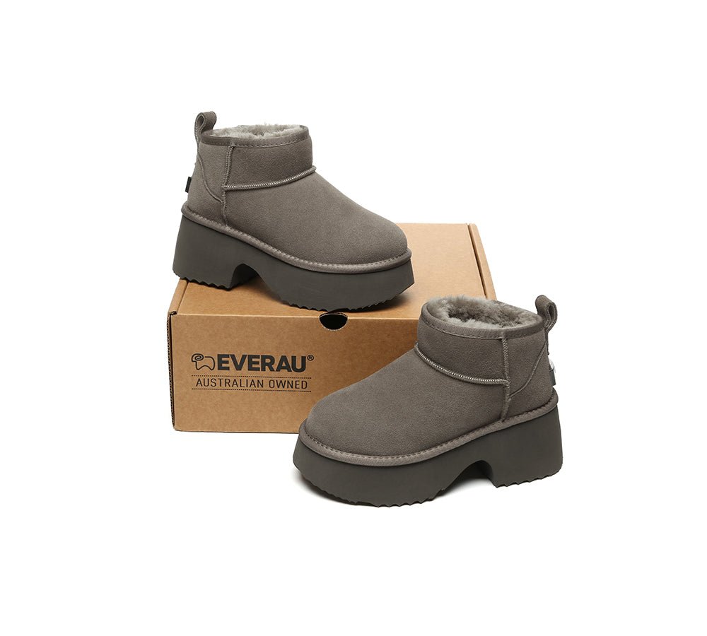 UGG Boots Sheepskin Wool Ankle Chunky Platform Ariel - UGG Boots - Walnut - AU Ladies 4 / AU Men 2 / EU 35 - Uggoutlet
