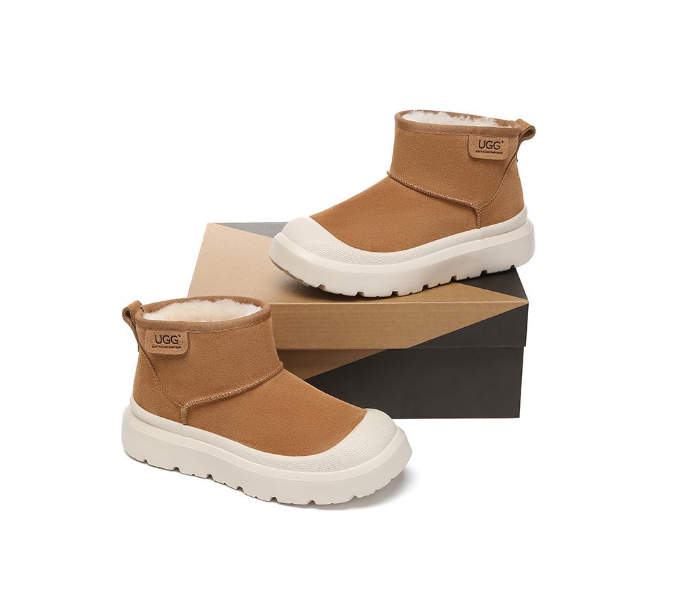 UGG Boots Sheepskin Wool Ankle Chunky Platform Harrison - UGG Boots - Beige White - AU Ladies 4 / AU Men 2 / EU 35 - Uggoutlet