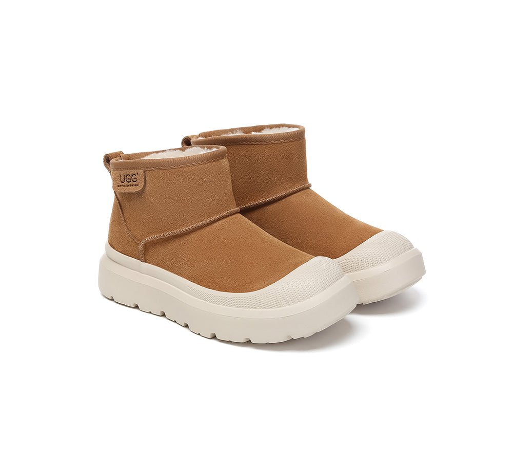 UGG Boots Sheepskin Wool Ankle Chunky Platform Harrison - UGG Boots - Beige White - AU Ladies 4 / AU Men 2 / EU 35 - Uggoutlet
