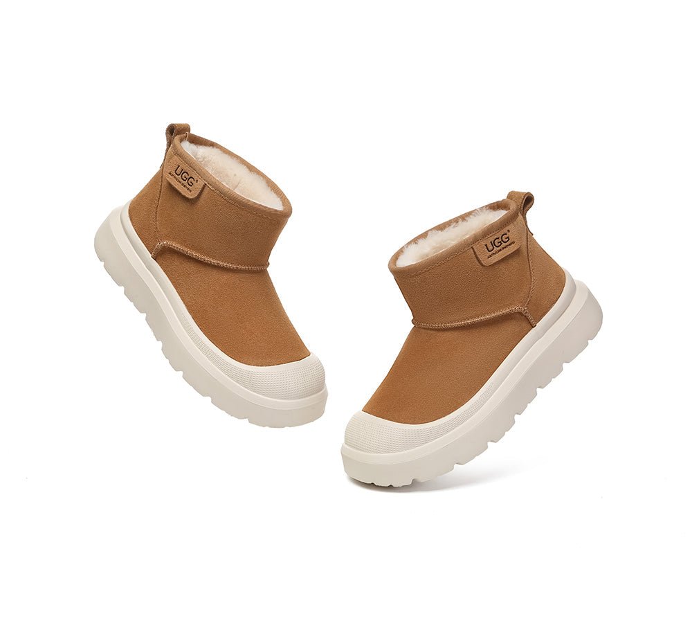 UGG Boots Sheepskin Wool Ankle Chunky Platform Harrison - UGG Boots - Beige White - AU Ladies 4 / AU Men 2 / EU 35 - Uggoutlet