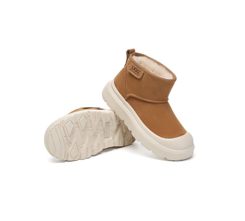 UGG Boots Sheepskin Wool Ankle Chunky Platform Harrison - UGG Boots - Beige White - AU Ladies 4 / AU Men 2 / EU 35 - Uggoutlet